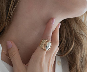 Anel Retrô Ajustável Banhado a Ouro 18k - DUO