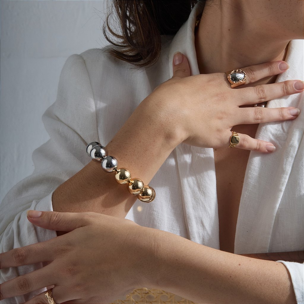 Pulseira Magnético Banho Ouro 18k e Ródio - Forza